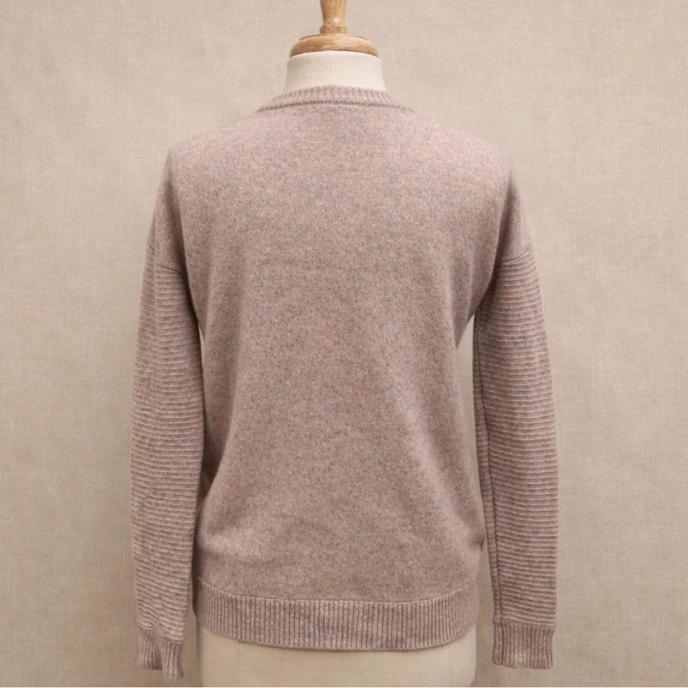 J.Crew XS Blush Marled Sweater Side Zip Rib Sleeve Soft Knit Pullover